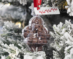Button-its shape filled with chocolate buttons used as a Christmas Tree Decoration