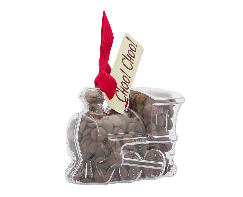 Plastic train shape filled with chocolate buttons, Gift - Image 1