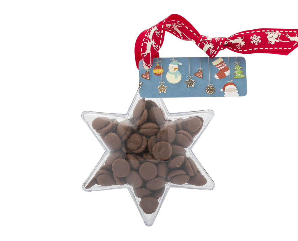 Plastic star shape filled with chocolate buttons, Christmas Gift - Image 1 
